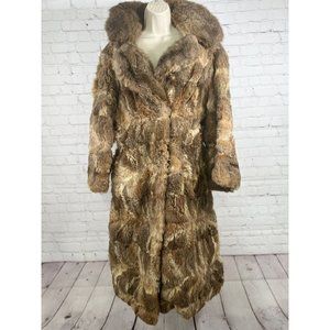 Vintage Stix, Baer & Fuller Light Brown Red Long Women’s Rabbit Fur Trench Coat